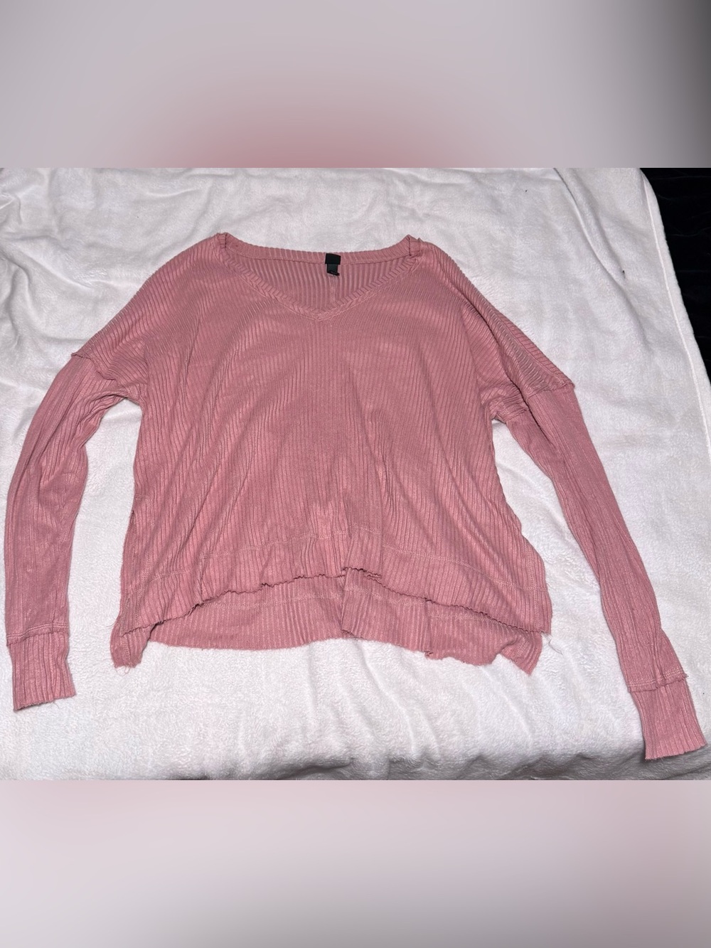 wild fable Dusty Rose Ribbed V-Neck Sweater